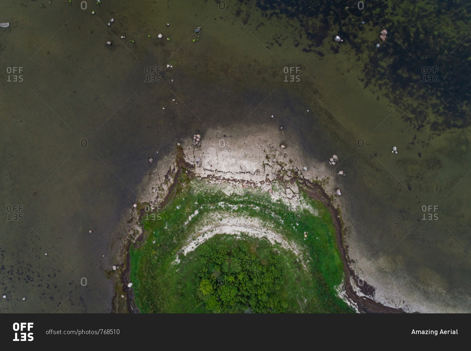 Aerial view of coast forest at Forby on Vormsi island, Estonia.