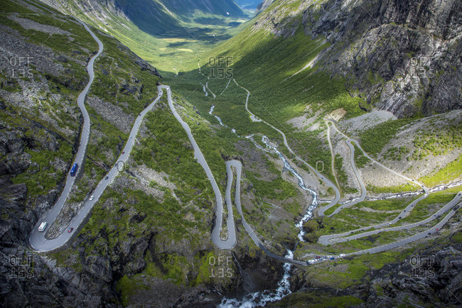 Trollstigen road through the mountains in Norway