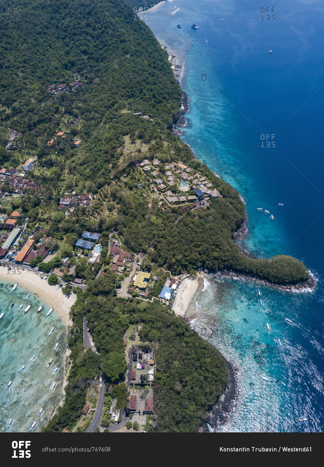 Indonesia- Bali- Aerial View Of Blue Lagoon Beach Stock Photo - OFFSET