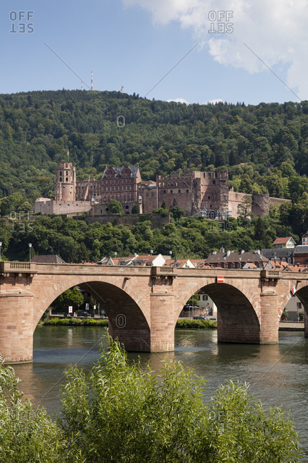 Germany- Baden-Wuerttemberg- Heidelberg- Neckar- Charles-Theodore-Bridge and Heidelberg Castle