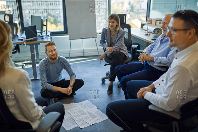 Business team having a workshop in office