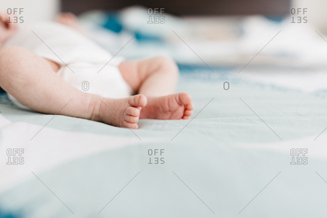 Close-up of baby's feet while laying down