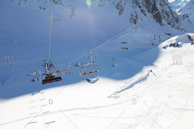 Ski lift in winter ski resort