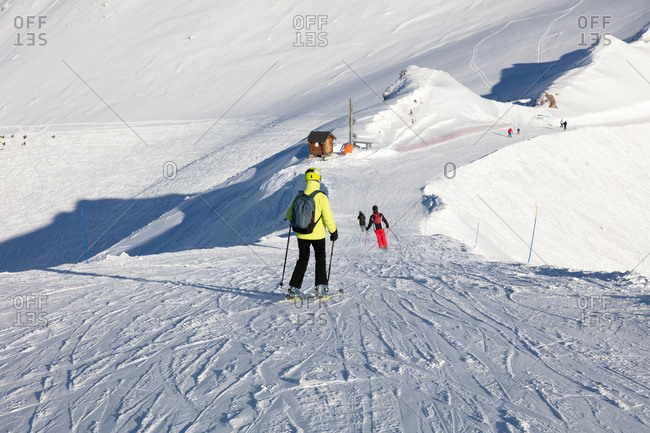 Senior couple skiing