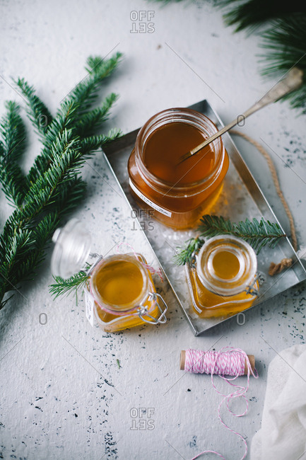 Glass jars filled with homemade ghee