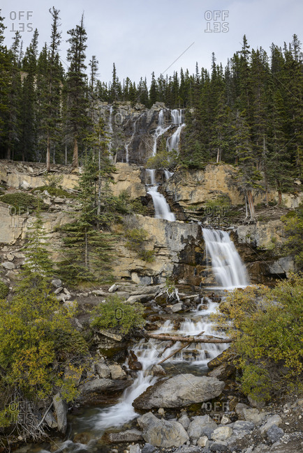Jasper National Park, Tangle Creek Falls, vertical, waterfall, cascade, river
