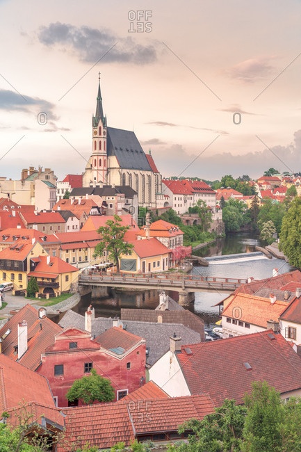 Czech Republic - June 29, 2018: Cesky Krumlov, South Bohemia, Czech Republic, Europe, Saint Vitus Cathedral, UNESCO World Heritage Site