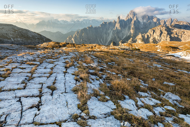 Cadini di Misurina as seen from Lavaredo plateau, Dolomites, Auronzo di Cadore, Belluno, Veneto, Italy