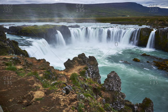 Iceland - August 27, 2018: Godafoss waterfall on the Skjalfandafljot