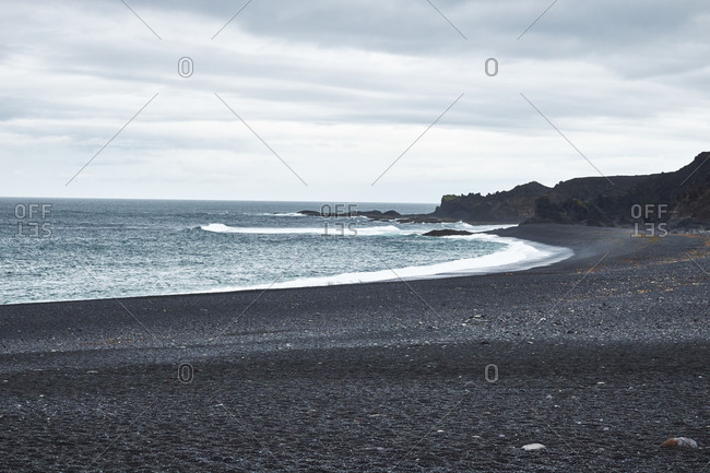 Iceland - August 31, 2018: West Iceland, peninsula snaefellsnes, Dritvik-Djupalonssandur, black beach