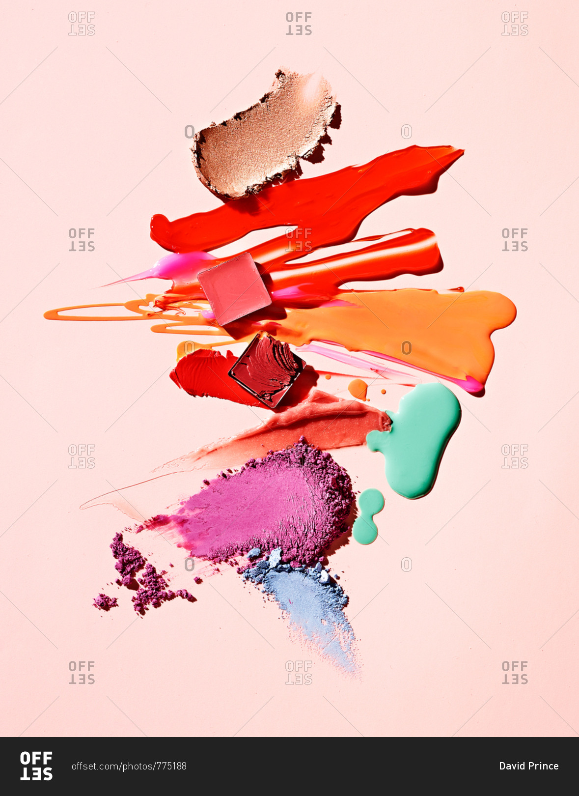 Makeup smears on pink background