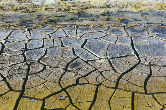 Detail of cracked desert playa on Salt Flats
