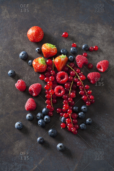 Berries on dark metal