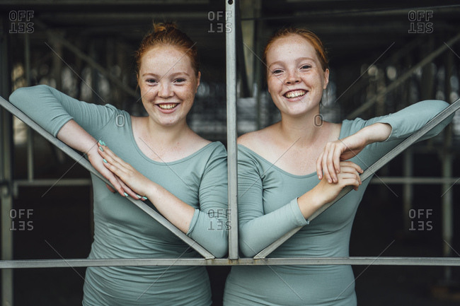 Laughing redheaded twins