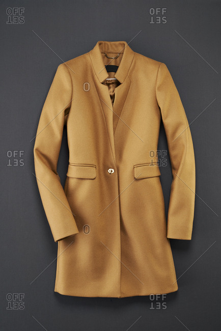 Women's camel coat from above