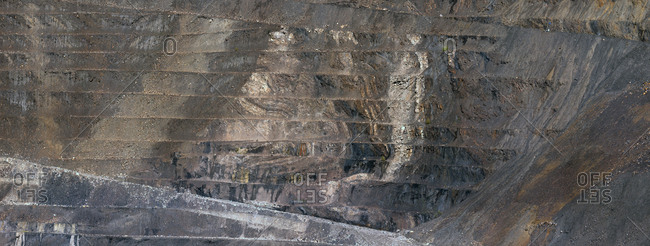 Surface of open pit of mine