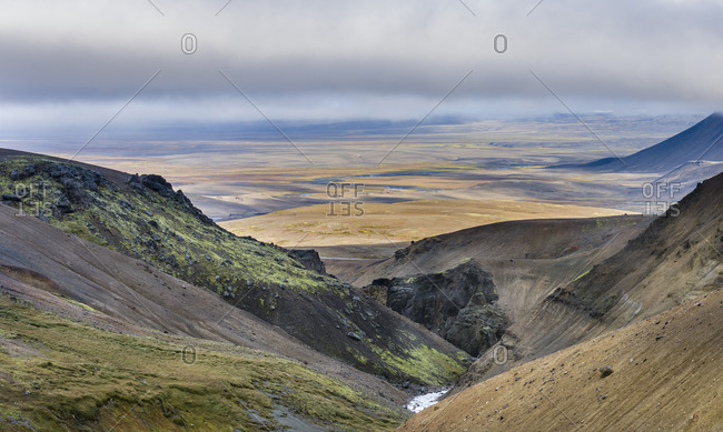 Landscape in the mountains of Kerlingafjoll in the highlands of Iceland.