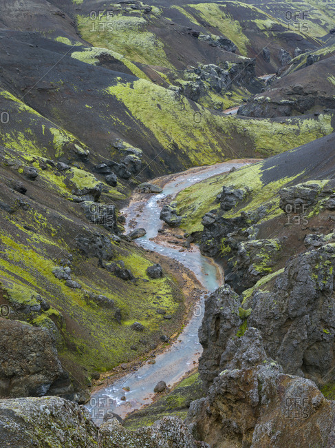 Landscape in the mountains of Kerlingafjoll in the highlands of Iceland.
