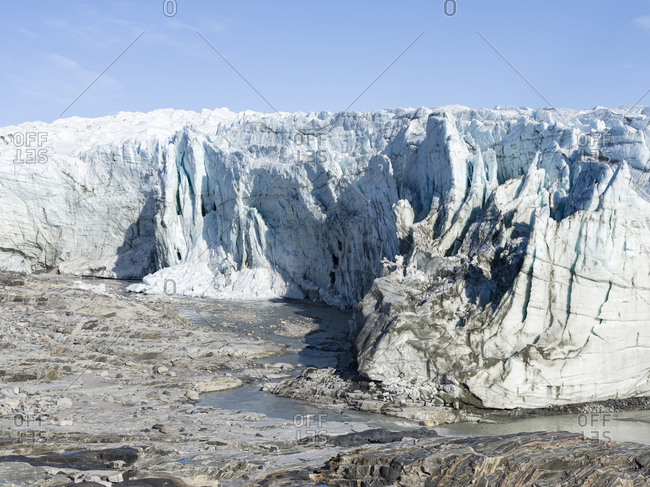 Terminus of the Russell Glacier. Landscape close to the Greenland Ice Sheet near Kangerlussuaq, Greenland, Denmark