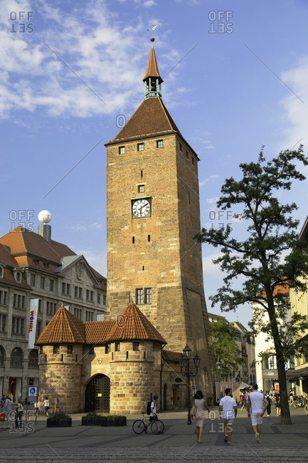 August 2, 2018: Weisser Turm, Nuremberg, Bavaria, Germany, Europe