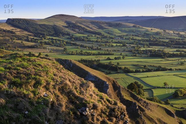 Back Tor and Lose Hill, Great Ridge, from Winnats Pass, autumn, Castleton, Peak District National Park, Derbyshire, England, United Kingdom, Europe