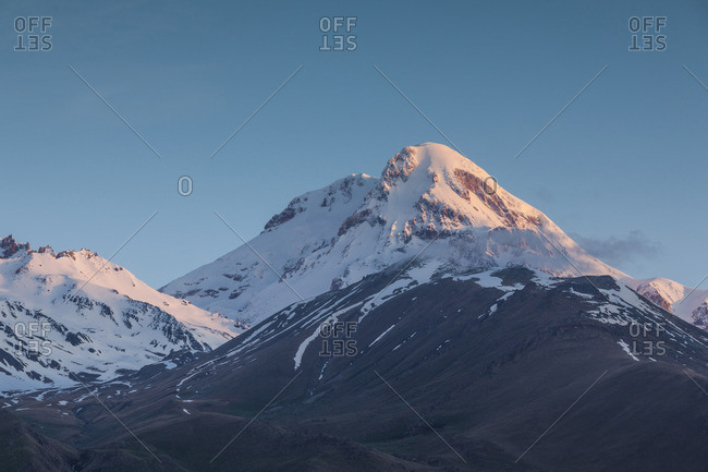 Georgia, Georgian Military Highway, Kazbegi-Stepantsminda, Mt. Kazbek