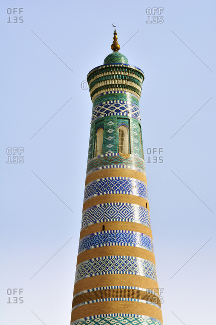 The Islam Khodja minaret. Old town of Khiva (Itchan Kala), a Unesco World Heritage Site. Uzbekistan