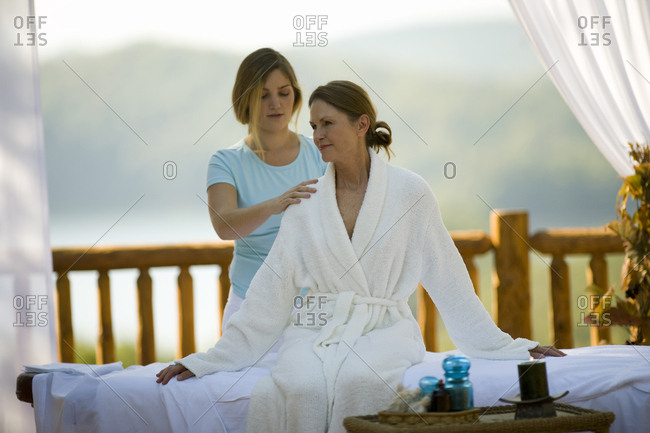 A woman receiving a massage