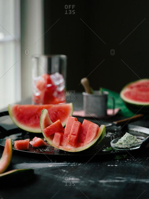 Fresh cut watermelon on a plate