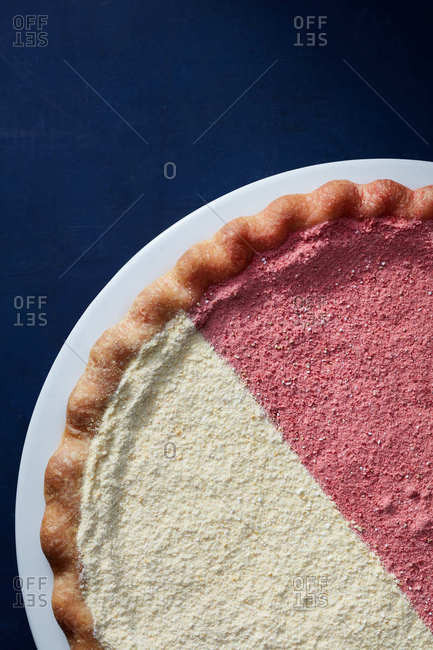 Pink and white half and half pie