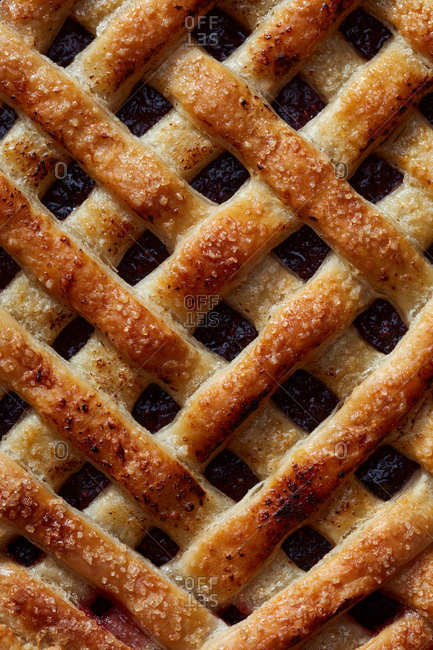 Close up of herring bone lattice pie