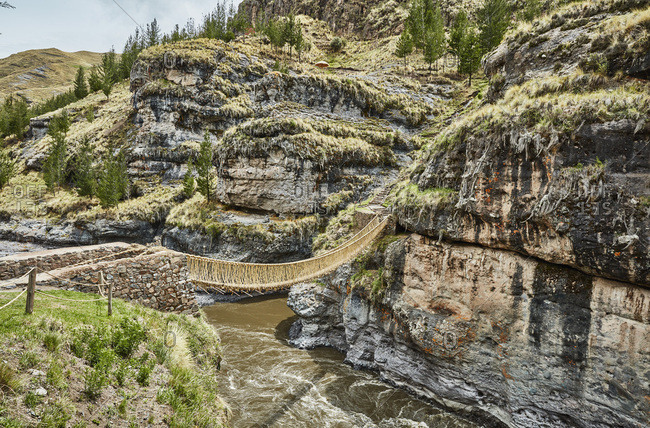 Peru- Quehue- Inca rope bridge