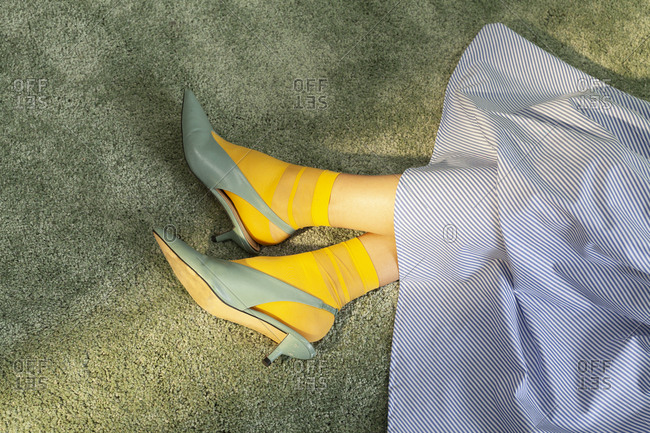 Woman with yellow socks