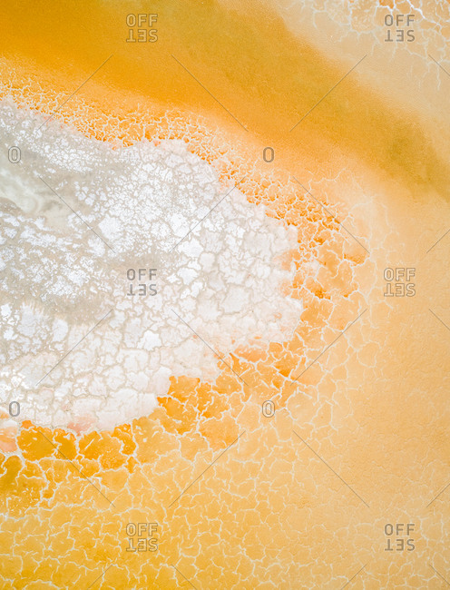 Aerial view of texture background created by saline industry, Brazil.