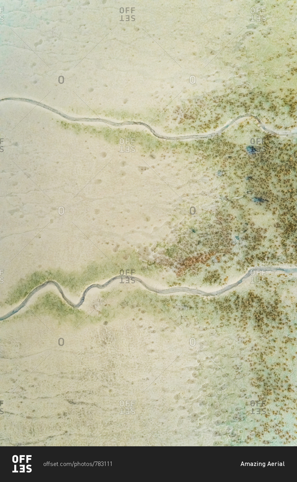Aerial view of design pattern created by wetland, Netherlands.