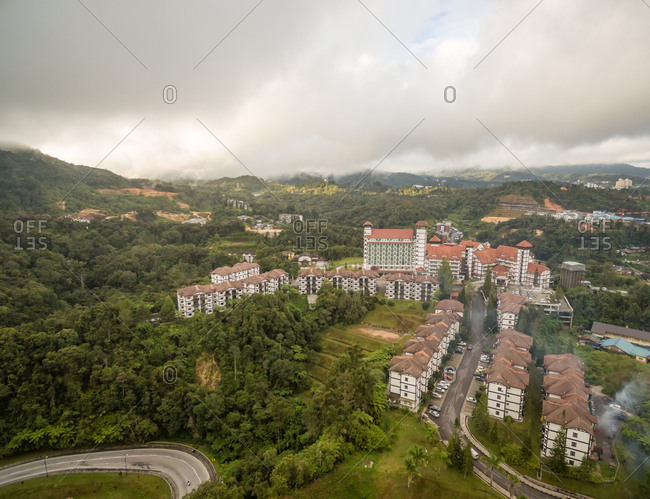Aerial view of private residents in Tanah Rata city, Pahang, Malaysia.