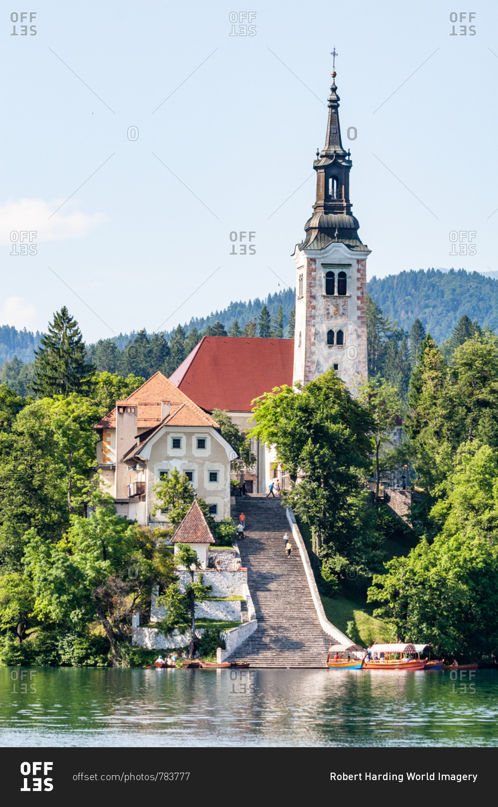 The Pilgrimage Church of the Assumption of Mary (Our Lady of the Lake), located on an island in Lake Bled, Slovenia, Europe