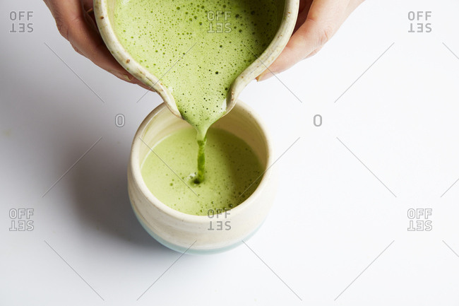 matcha green tea cup stock photos - OFFSET