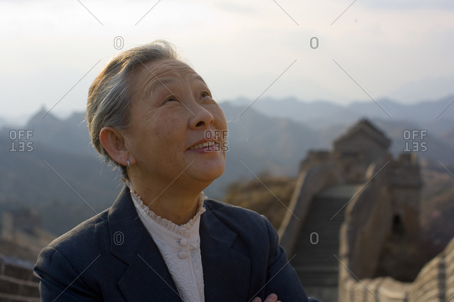 Portrait of Chinese businesswoman at the Great Wall Of China.