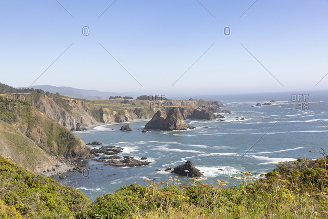 Beautiful view of coastline with large rock formations