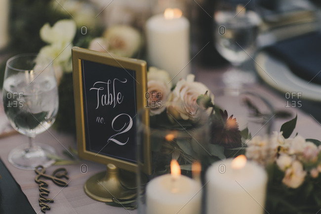 Table number two at a wedding