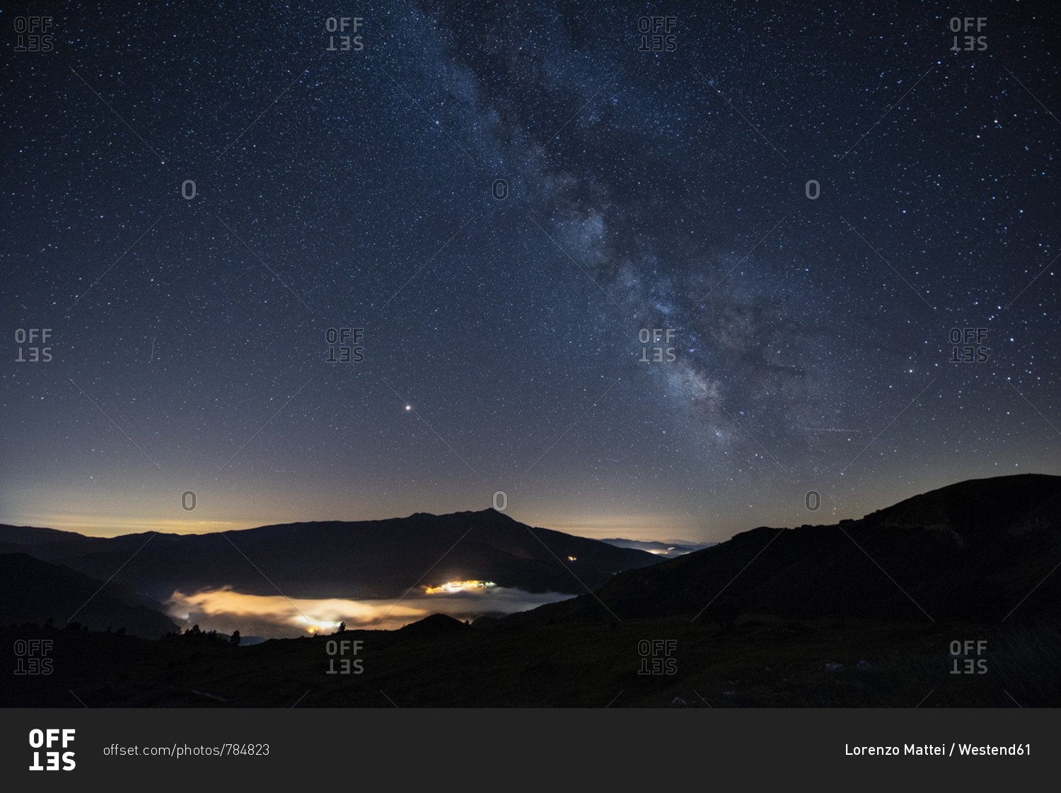 Italy- Umbria- Sibillini National Park- Milky Way over Sibillini mountains at night