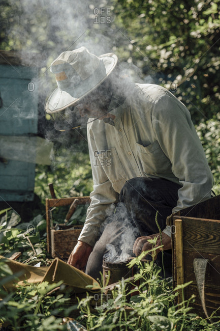 Russland- Beekeeper and smoker- smoke