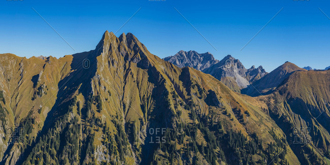 Germany- Bavaria- Allgaeu Alps- Panoramic view from Kegelkopf to Hoefats