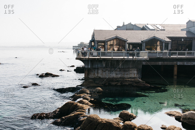 Monterey, California - November 19, 2018: View of tourists on the lookout deck at the Monterey Bay Aquarium