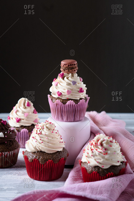 Different Valentine's day themed cupcakes