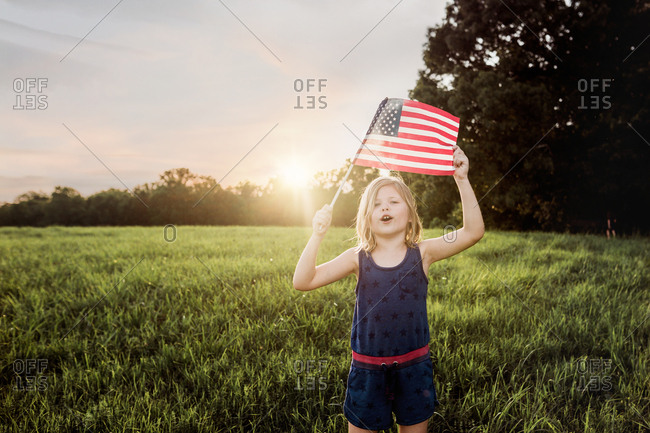 Little girl with a american flag