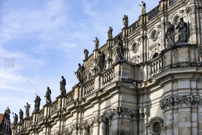 Germany- Dresden- part of facade of Catholic Church of the Royal Court of Saxony