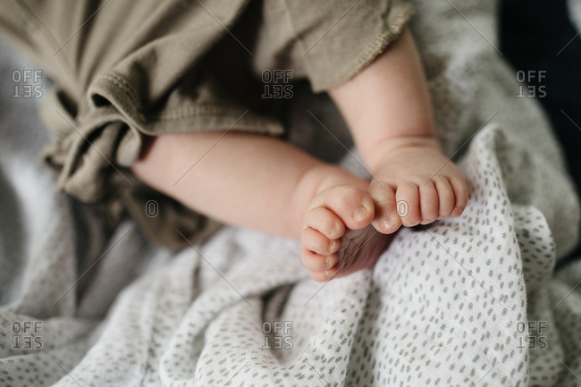 Close up of a tiny newborn's feet