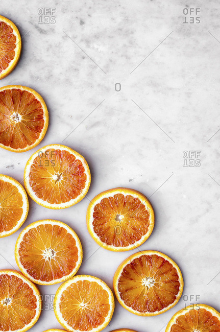 Blood Orange Slices on Marble